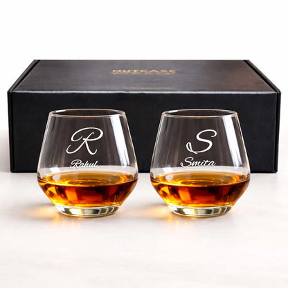 Nutcase Personalized Hexagon Whiskey Glass - Custom Engraved Modern Scotch Glass & Luxury Gift for Men