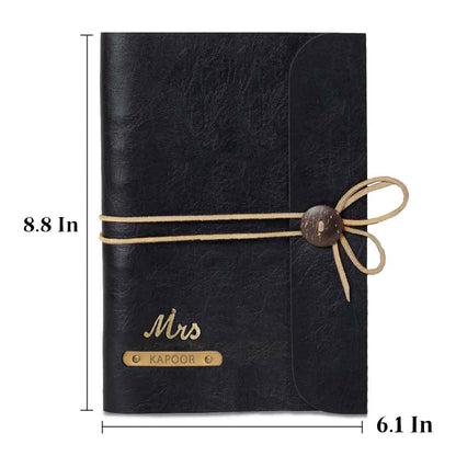 Personalized Diary with Name and Charms - Premium PU Leather Diaries and Black Pen