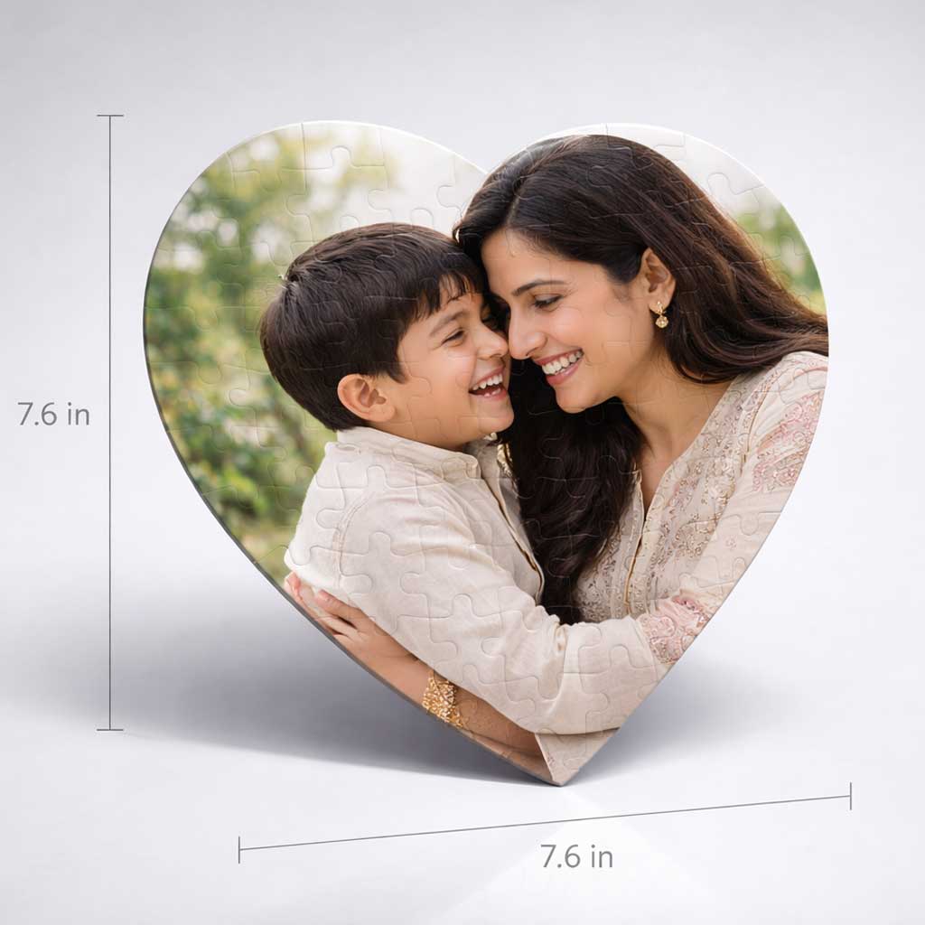 Custom Mother's Day Gift - Personalized Heart Photo Puzzle for Mom