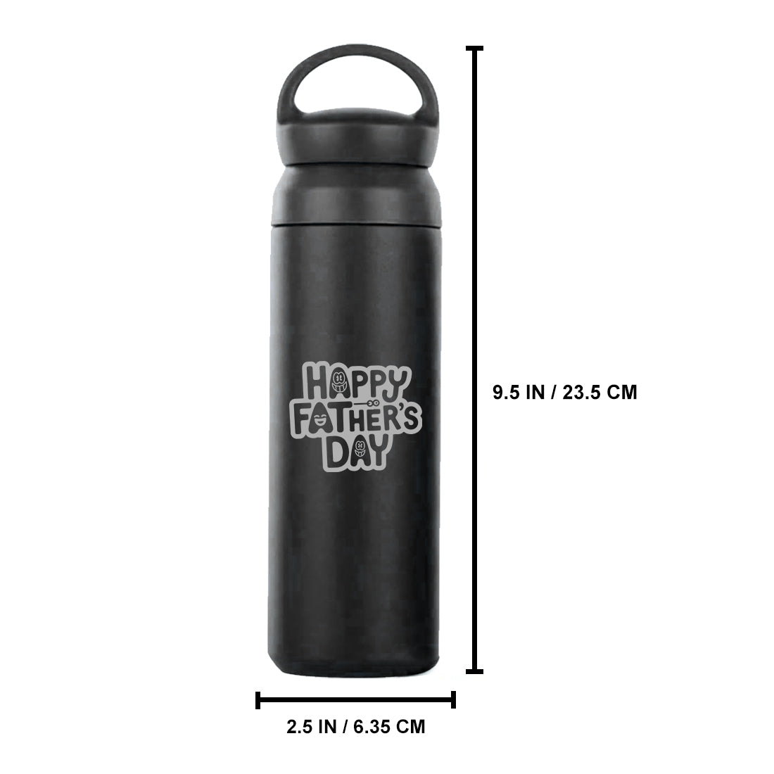 Father’s Day Gift Insulated Water Bottle – 500ml Black Stainless Steel Bottle with Handle