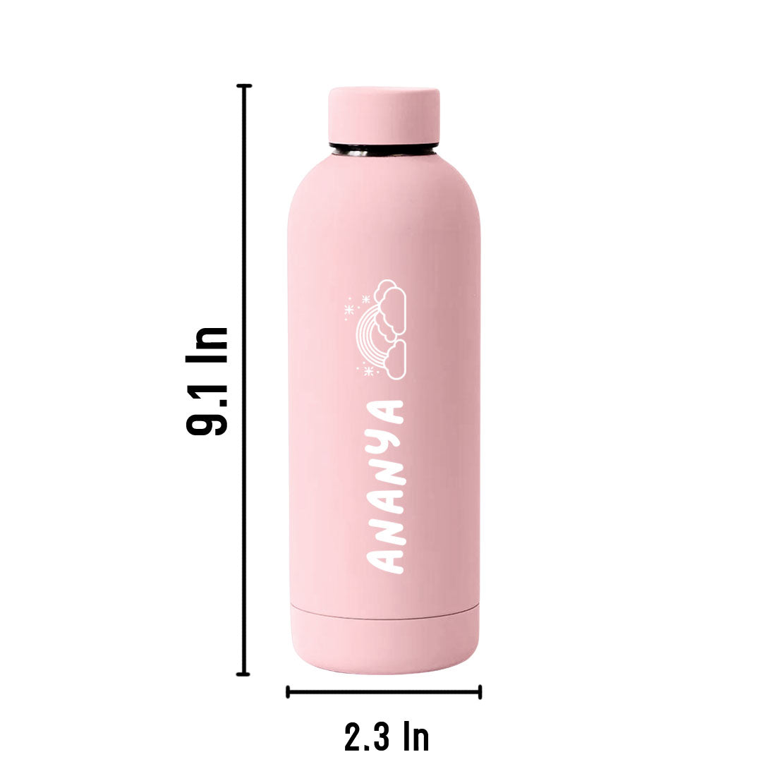 Personalized Stainless Steel Water Bottle for Kids with Rainbow Design – 500ml Double Insulated, Leakproof, BPA-Free Thermos for School, Travel & Home