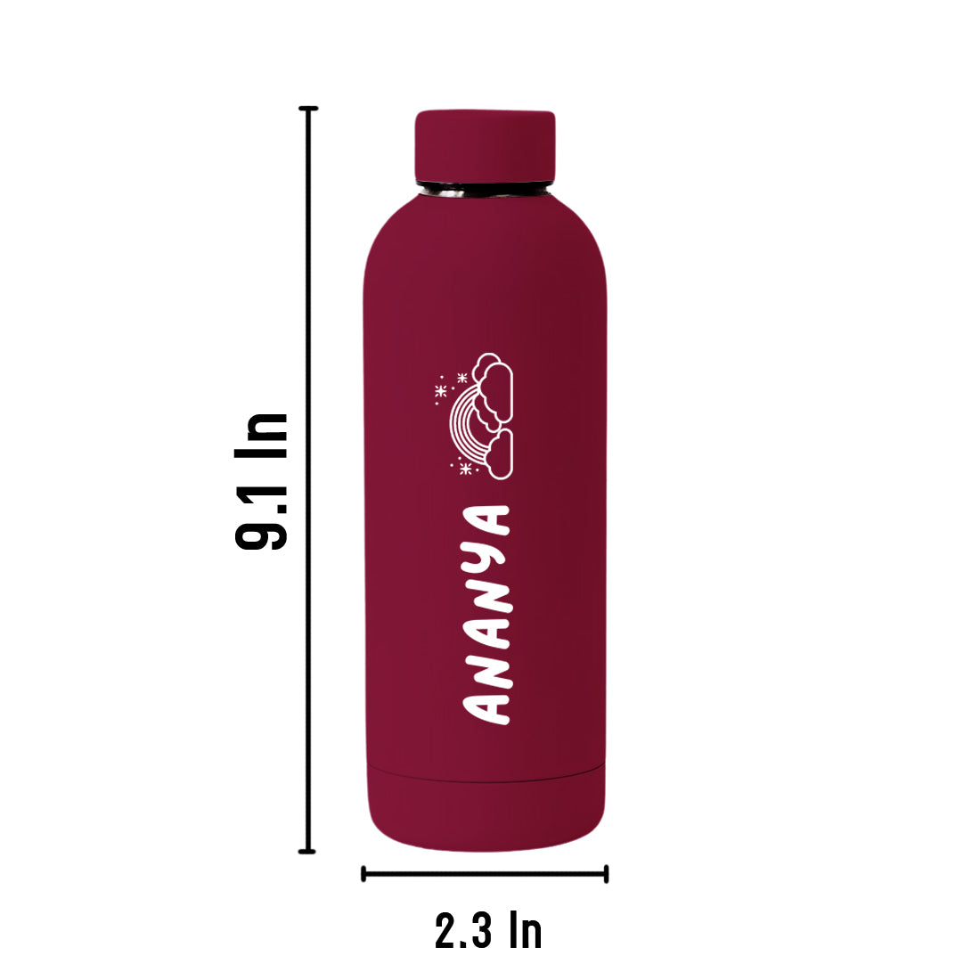 Personalized Stainless Steel Water Bottle for Kids with Rainbow Design – 500ml Double Insulated, Leakproof, BPA-Free Thermos for School, Travel & Home