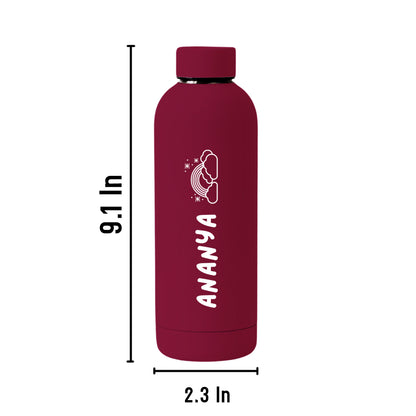 Personalized Stainless Steel Water Bottle for Kids with Rainbow Design – 500ml Double Insulated, Leakproof, BPA-Free Thermos for School, Travel & Home