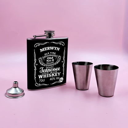 Nutcase Personalized Whiskey Flask with 2 Shot Glasses - Alcohol Flask Premium Gifts Set