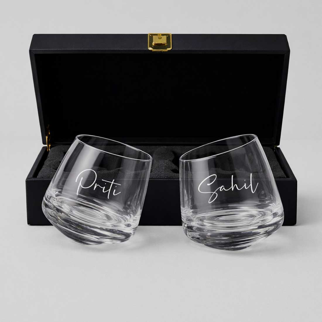 Personalized Rotating Whiskey Glass Set of 2 – Engraved Scotch Glass with Premium Box