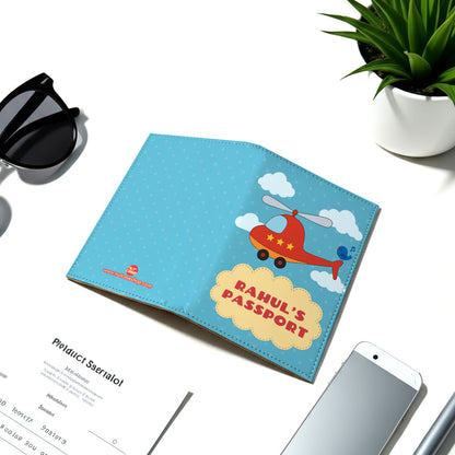 Customized Passport Cover for Kids  -Cute Helicopter