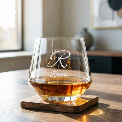 Nutcase Personalized Hexagon Whiskey Glass - Custom Engraved Modern Scotch Glass & Luxury Gift for Men