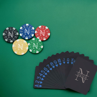 Premium Poker Chips- Personalized Clay Poker Coin with Playing Cards Non-Tearable & Waterproof (100/200/300 in 5 Colors-Colors May Vary)