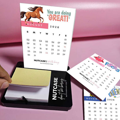 Desk Calendar with Pen Stand (including Pen) and Slot for Post-its (Post Its 1 set Included)