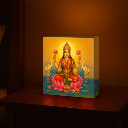 Goddess Laxmi Lamp Divine Light for Home Temple, Table or Wall Décor