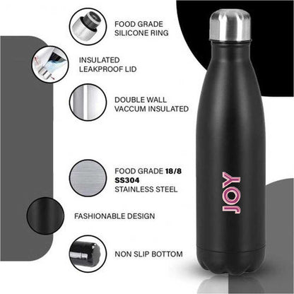 Custom Stainless Steel Water Bottle - Colored Name On Cola Shape Bottle 500ml - Set of 2