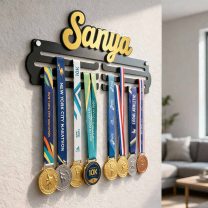 Personalized Medal Hanger with Name for Wall – Premium Medal Display Holder