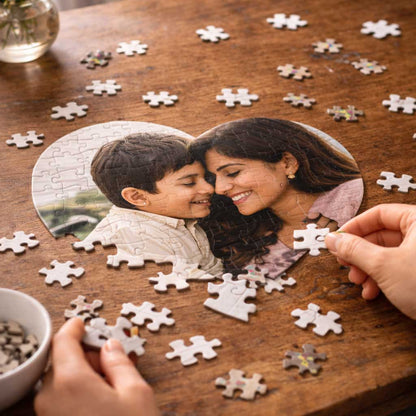 Custom Mother's Day Gift - Personalized Heart Photo Puzzle for Mom