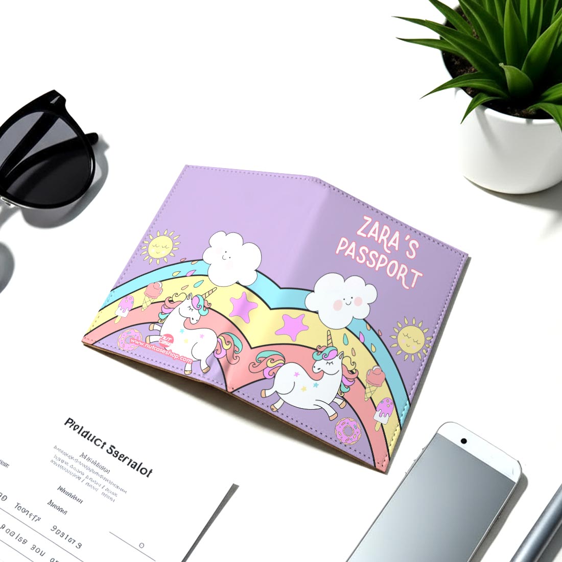 Nice Passport Cover for Gift - Unicorn Rainbows Sunshine