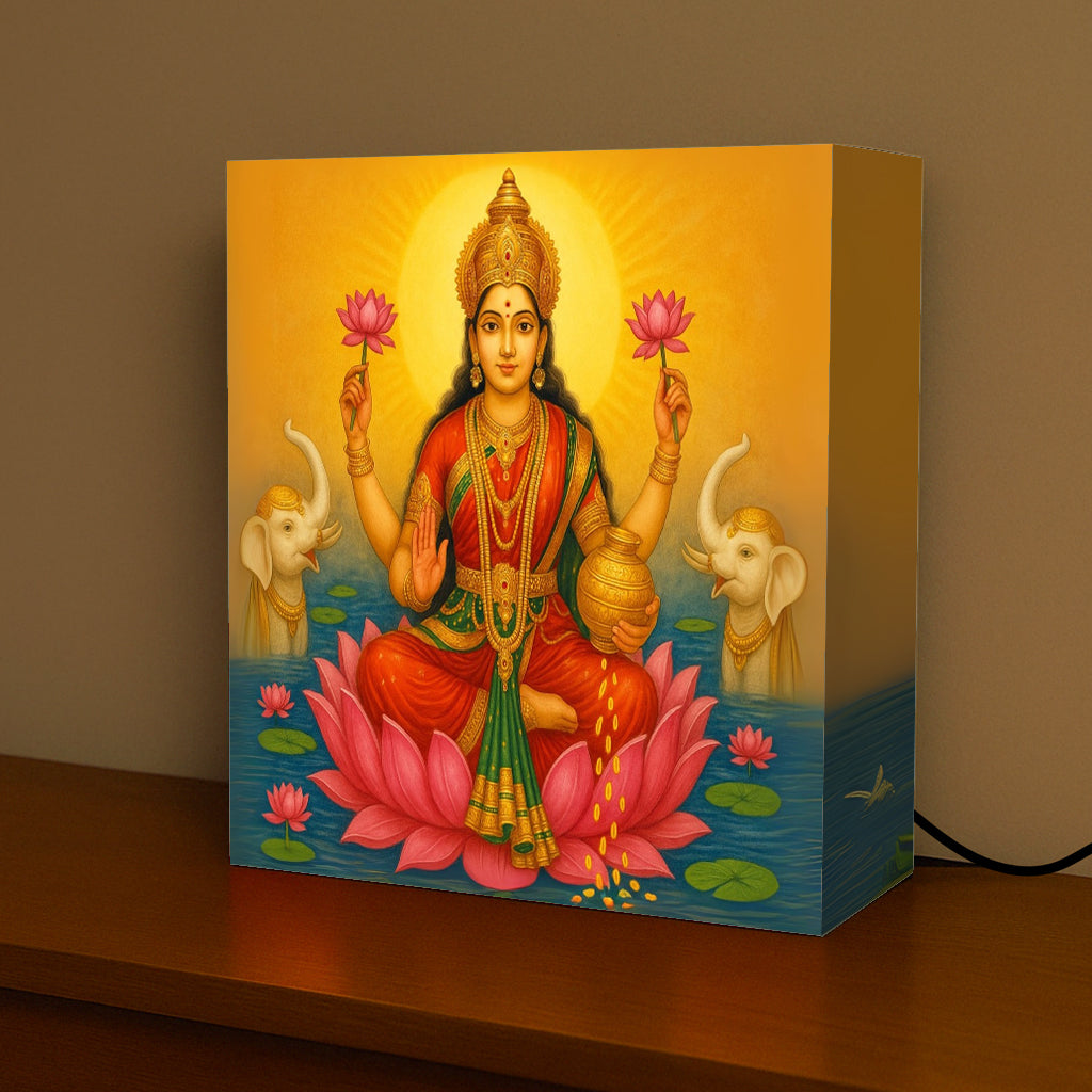 Goddess Laxmi Lamp Divine Light for Home Temple, Table or Wall Décor