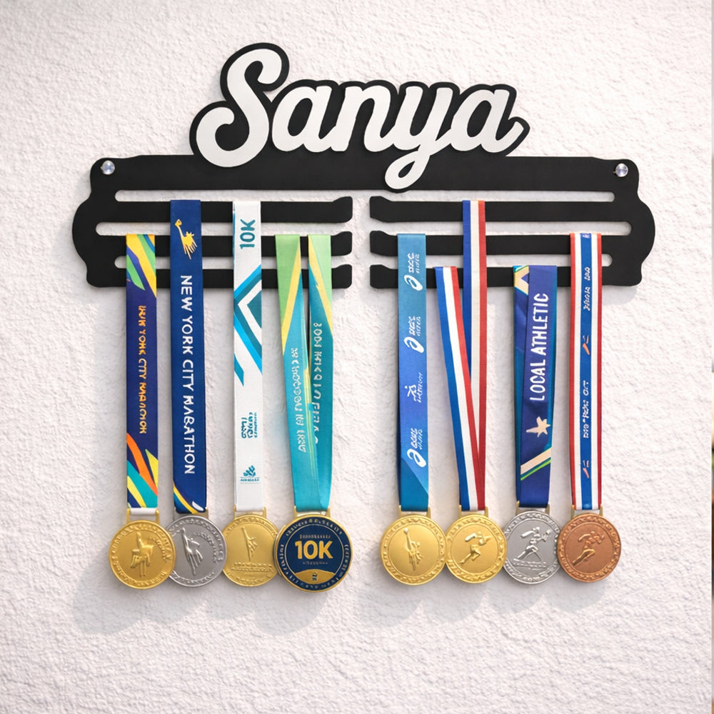 Personalized Medal Hanger with Name for Wall – Premium Medal Display Holder