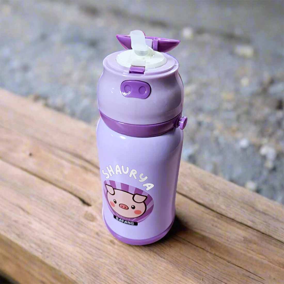 Childrens Personalized Water Bottle with Printed Name-Sipper Bottle for Kids