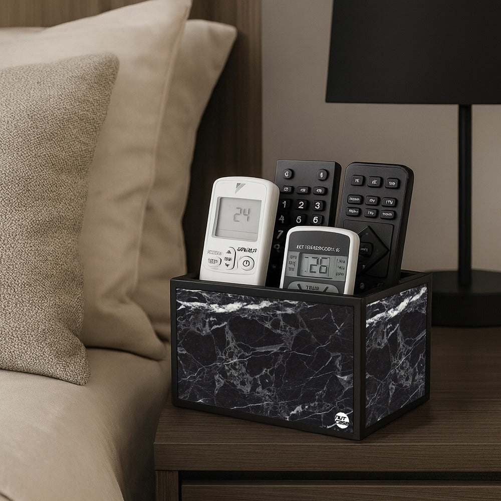 Black Remote Control Holder For TV / AC Remotes -  Marble Black