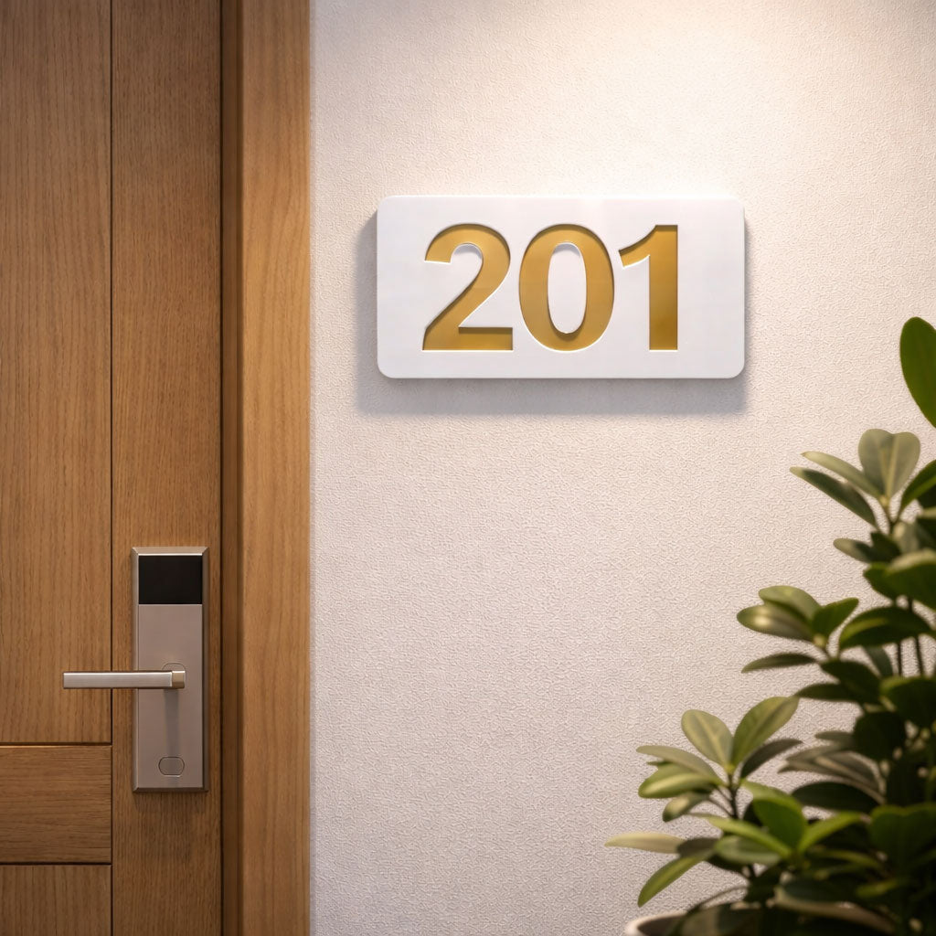 Professional Hotel & Villa Room Number Signs | Durable 3D Acrylic Room Number Board