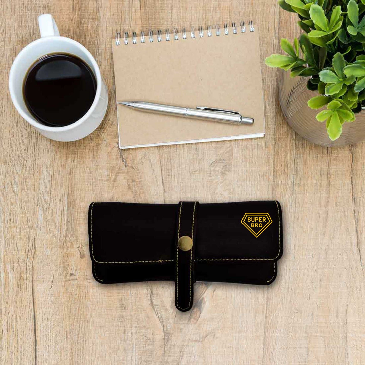 Raksha Bandhan Gift Set for Brother – Super Bro Acrylic Rakhi with Premium Combo, Faux Leather Wallet, Sunglass Holder