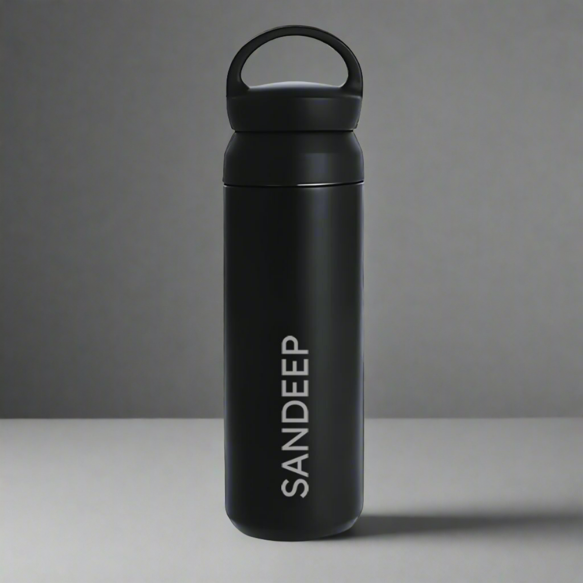 Personalized Insulated Water Bottle - Black Stainless Steel Thermos Bottle 500ml