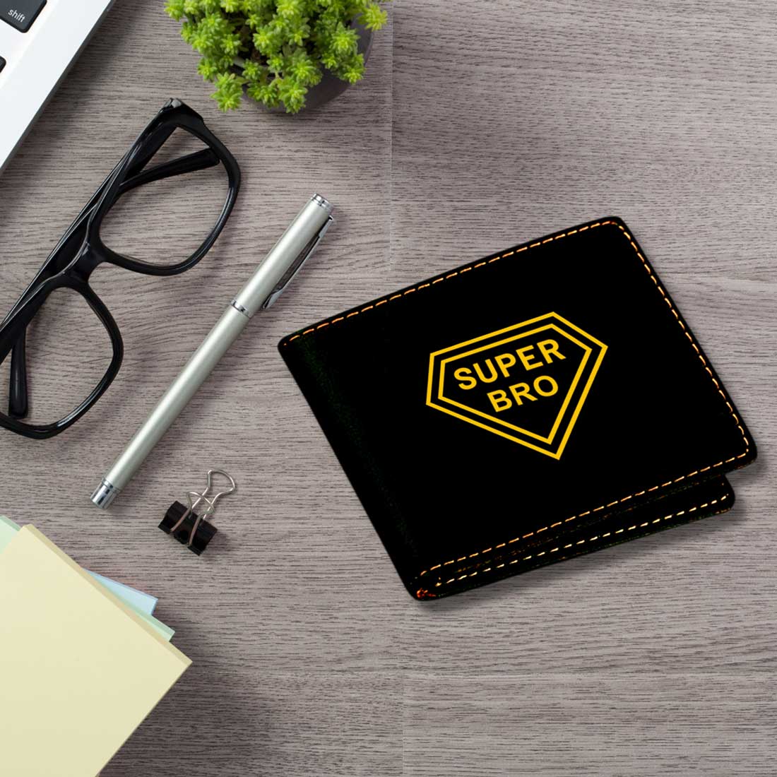 Raksha Bandhan Gift Set for Brother – Super Bro Acrylic Rakhi with Premium Combo, Faux Leather Wallet, Sunglass Holder