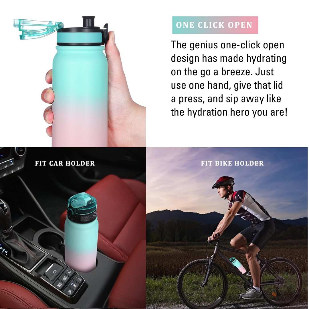 Nutcase Stainless Steel Drink Bottle Personalised with Name - 600ml Premium 304 Sipper Bottle