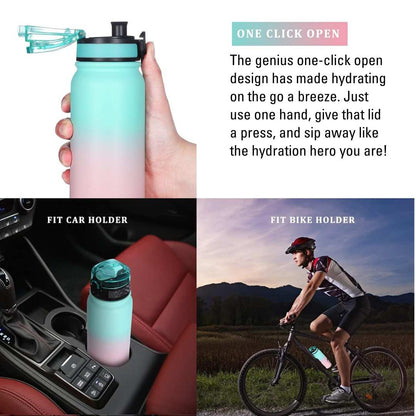 Nutcase Stainless Steel Drink Bottle Personalised with Name - 600ml Premium 304 Sipper Bottle