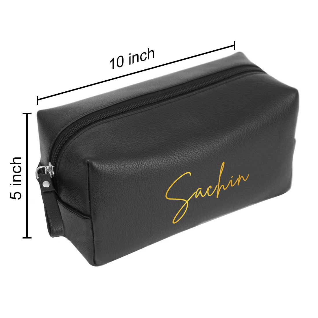 Travel Pouch Organizer with Name - Premium Black Leather Travel Pouch