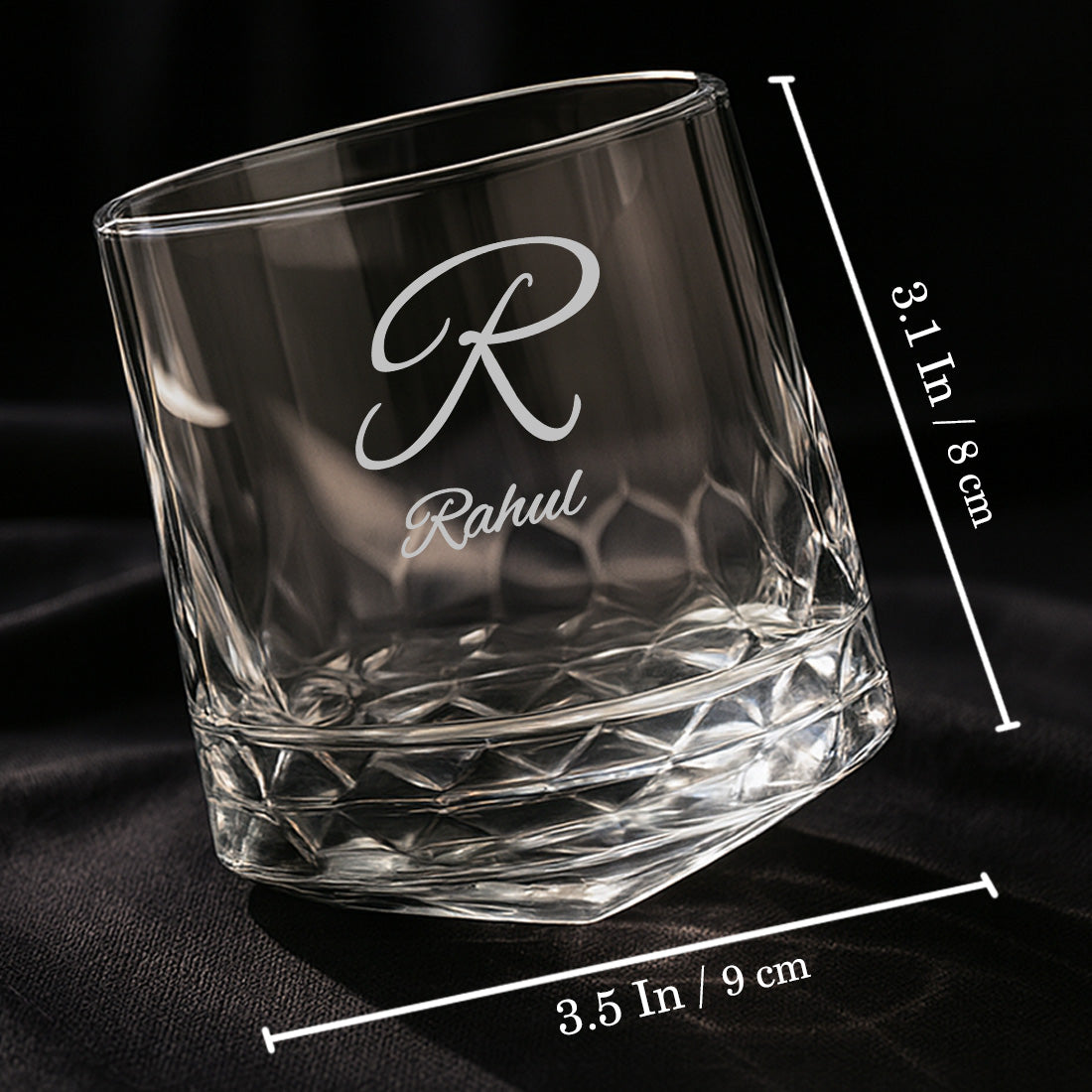 Personalized Premium Whiskey Glass Set of 2 – Engraved Rotating Whisky Glasses, Premium Gift for Men, Birthdays & Barware Lovers