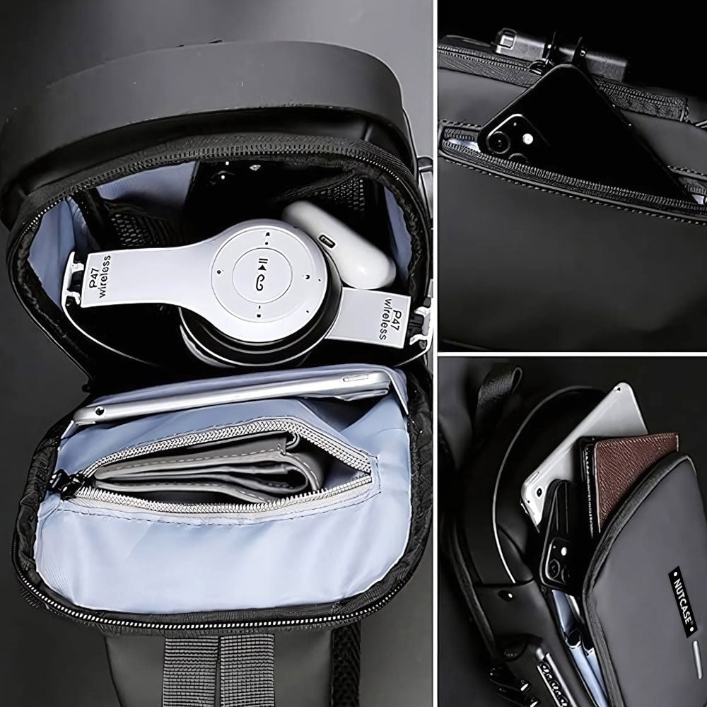 Crossbody Bag for Men | Personalized Sling Bag Side Backpack with USB Charging & Anti-Theft Lock
