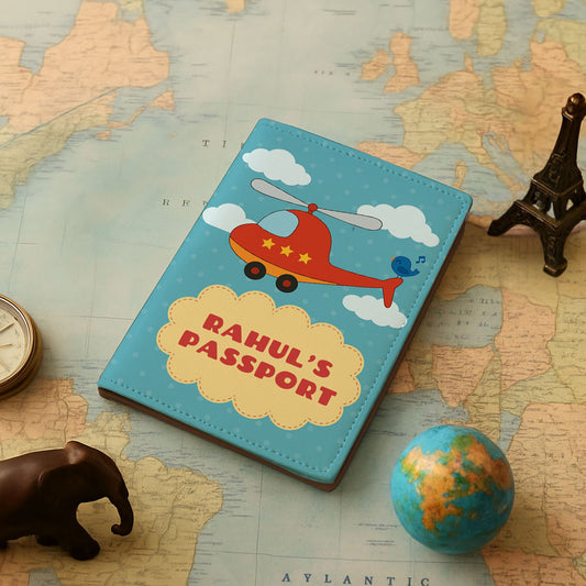 Customized Passport Cover for Kids  -Cute Helicopter