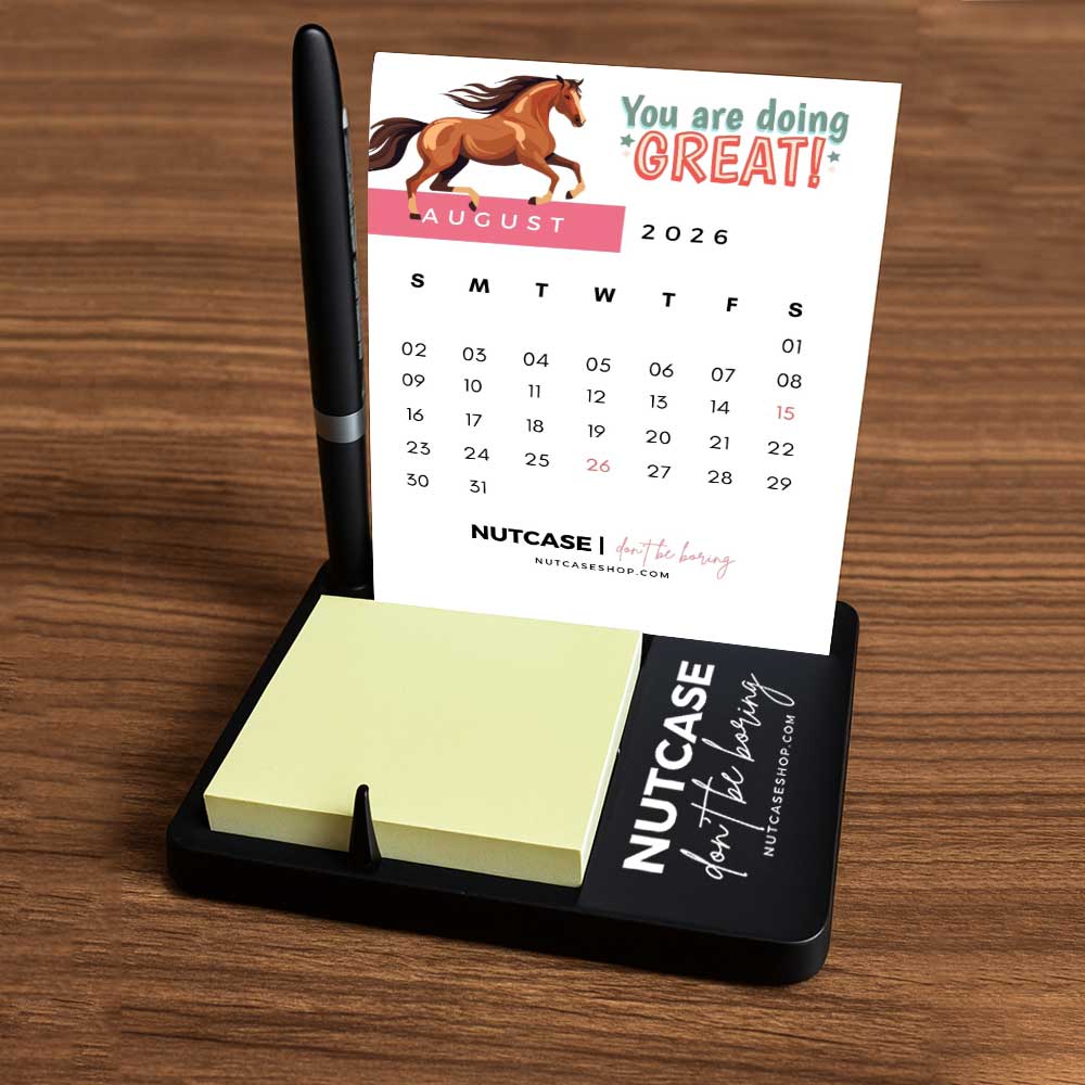 Desk Calendar with Pen Stand (including Pen) and Slot for Post-its (Post Its 1 set Included)
