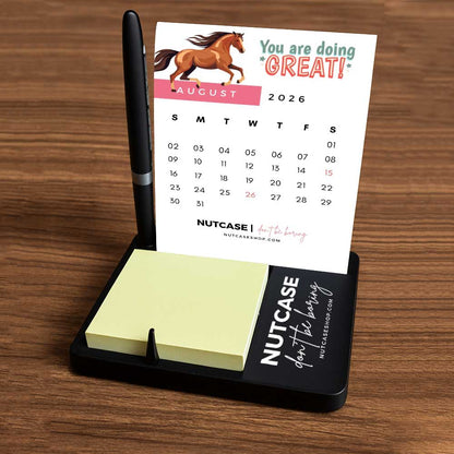 Desk Calendar with Pen Stand (including Pen) and Slot for Post-its (Post Its 1 set Included)