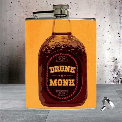 Designer Hip Flask Nutcase - Free Funnel Along - Drunk Monk