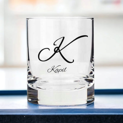 Stylish Customized Whiskey Glass - Gift For Him Husband Boyfriend - Initials Design