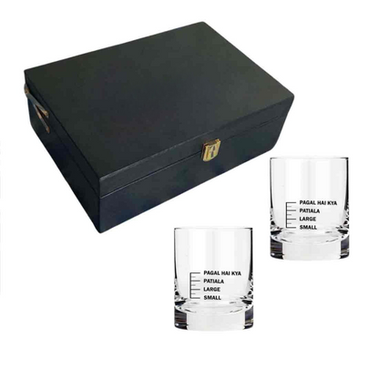 Gift Set for Men Husband Boyfriend with 2 Whiskey Glasses (Pagal Hai Kya)