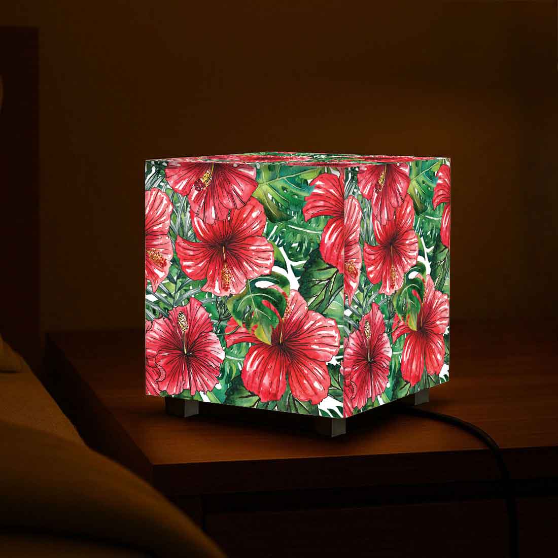 Nutcase Cube Lamp for Bedroom – Mini LED Lamps for Home - Floral