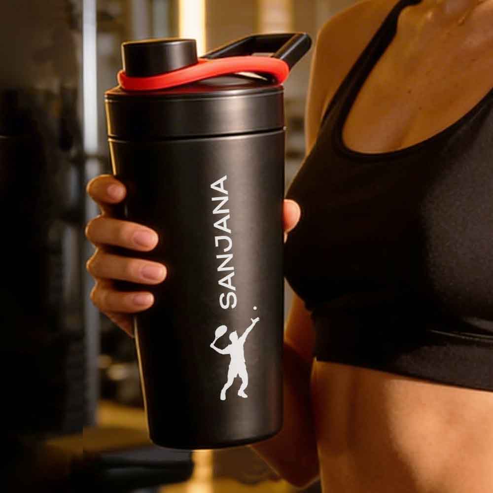 Customised Weight Gainer Shaker Bottle Stainless Steel Protein Mixer with Whisk Ball