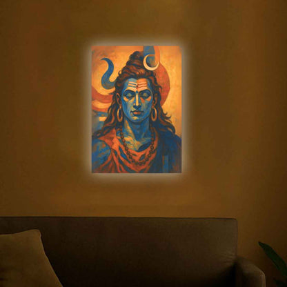 Lord Shiva Photo Frame with LED Light, HD Print– idea for Home Temple, Décor, or Gifting