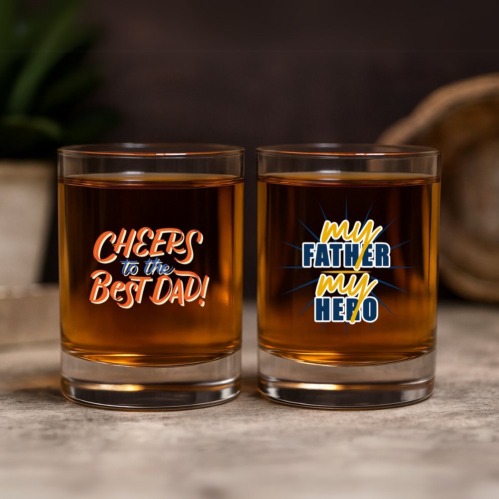 Father’s Day Whiskey Glassware Set – Gift for Dad – Set of 2 Glasses