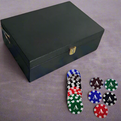 Personalized Gambling Chips Set with Monogram Initial - Casino Chips