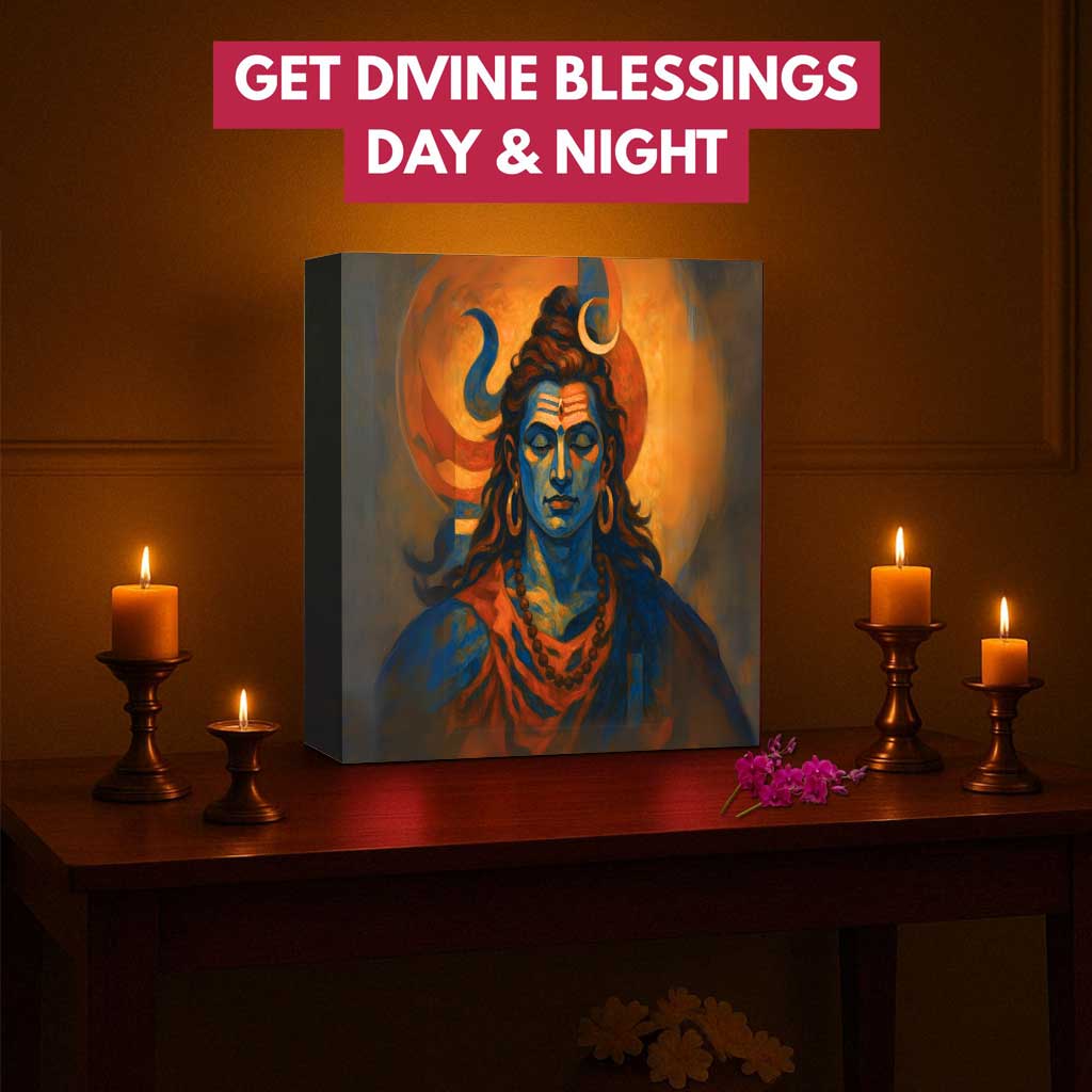 Shiva Lamp for Home – Glowing Mahadev LED Light for Puja Room Décor