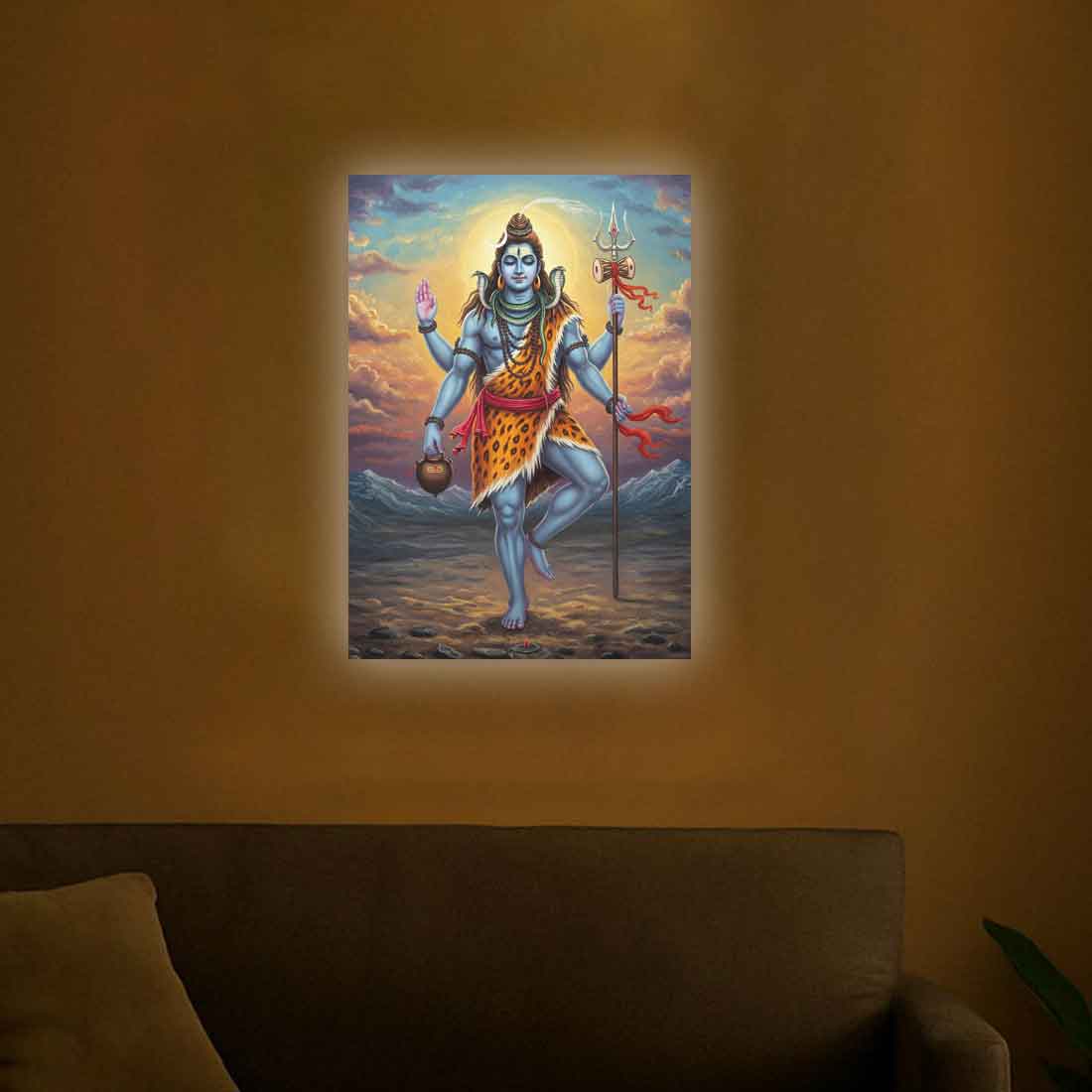 Mahadev Photo Frame with LED Light – HD Printed Wall Décor for Home Temple or Gifting