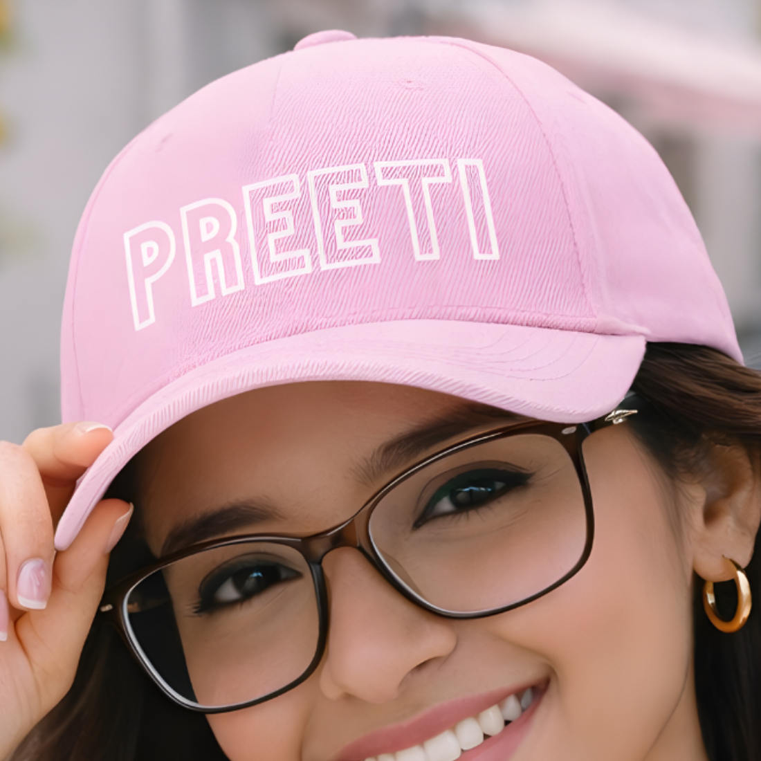 Pink Caps for Women Ladies - Add Name