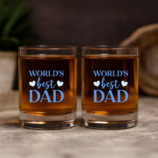 Gifts for Dad – World's Best Dad Whiskey Glass Set – Father’s Birthday Gift