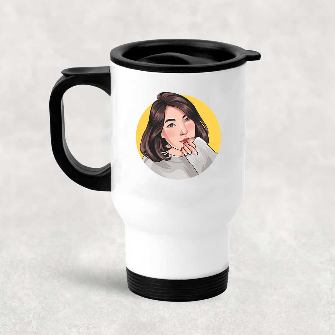 Personalized Insulated Coffee Mug with Photo Cartoonized Avatar - Gift for Her