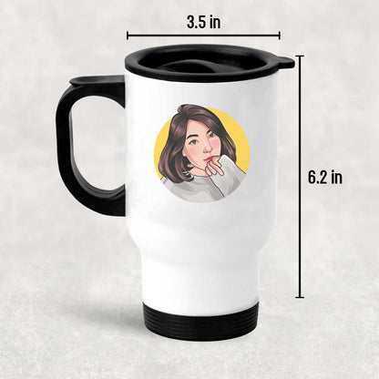 Personalized Insulated Coffee Mug with Photo Cartoonized Avatar - Gift for Her