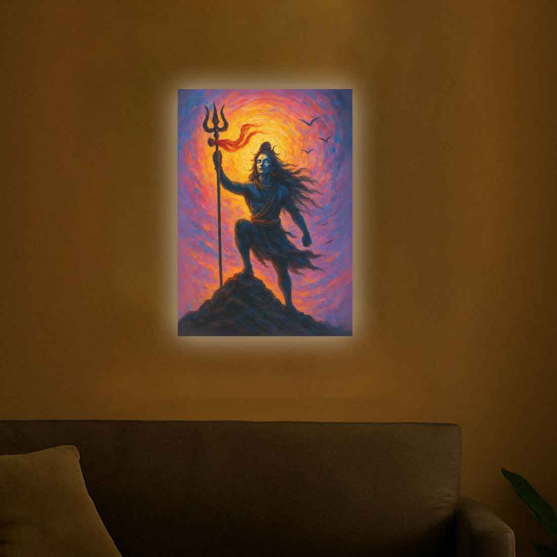 Mahakal Photo Frame with LED Glow – Premium HD Wall Art for Mandir, Home, or Gifts