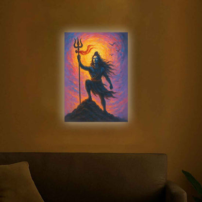 Mahakal Photo Frame with LED Glow – Premium HD Wall Art for Mandir, Home, or Gifts